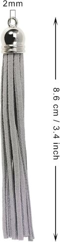 12Pcs Keychain Tassels 3.3 inch Small Faux Leather Tassel Pendant for Earring Necklace Jewelry Making and Crafts DIY (8.5 cm, Black) in Saudi Arabia