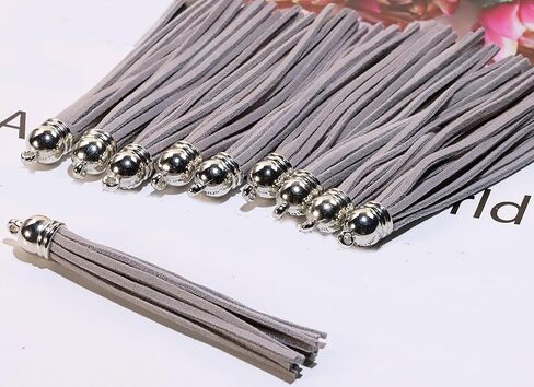 12Pcs Keychain Tassels 3.3 inch Small Faux Leather Tassel Pendant for Earring Necklace Jewelry Making and Crafts DIY (8.5 cm, Black) in Saudi Arabia