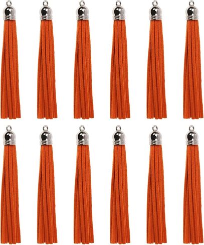 12Pcs Keychain Tassels 3.3 inch Small Faux Leather Tassel Pendant for Earring Necklace Jewelry Making and Crafts DIY (8.5 cm, Black) in Saudi Arabia
