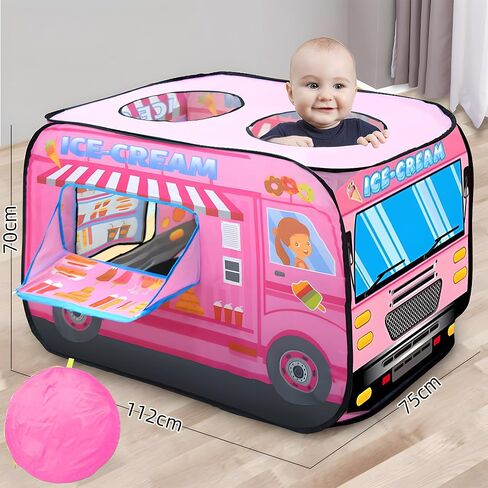 Pop Up Play Tent for Kids - Foldable Indoor & Outdoor Playhouse Vehicle Toys for Toddlers, Boys and Girls - 2 Openings, Flat-Folding for Compact Storage(School Car,Yellow) in Saudi Arabia