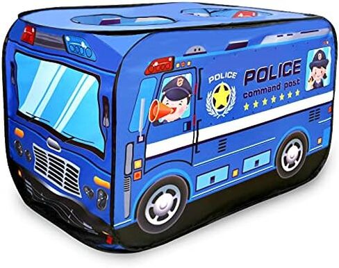 Pop Up Play Tent for Kids - Foldable Indoor & Outdoor Playhouse Vehicle Toys for Toddlers, Boys and Girls - 2 Openings, Flat-Folding for Compact Storage(School Car,Yellow) in Kuwait
