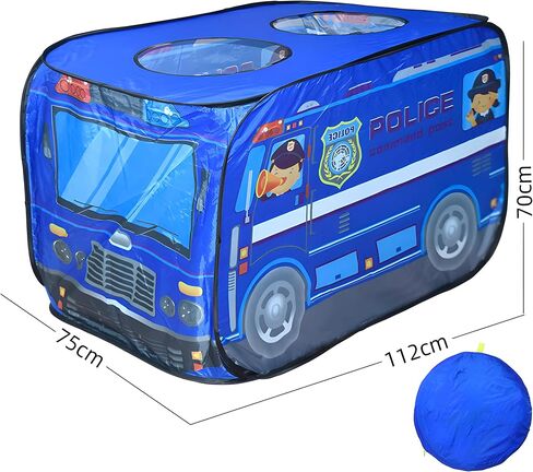Pop Up Play Tent for Kids - Foldable Indoor & Outdoor Playhouse Vehicle Toys for Toddlers, Boys and Girls - 2 Openings, Flat-Folding for Compact Storage(School Car,Yellow) in Kuwait