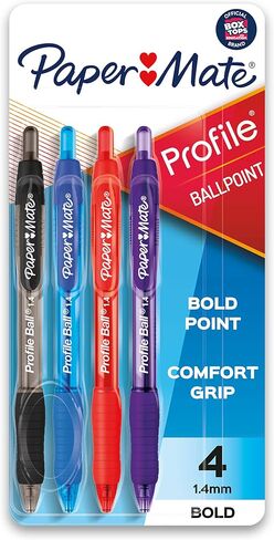 Paper Mate Profile Retractable Ballpoint Pens, Bold (1.4mm), Black, 2 Count in Kuwait