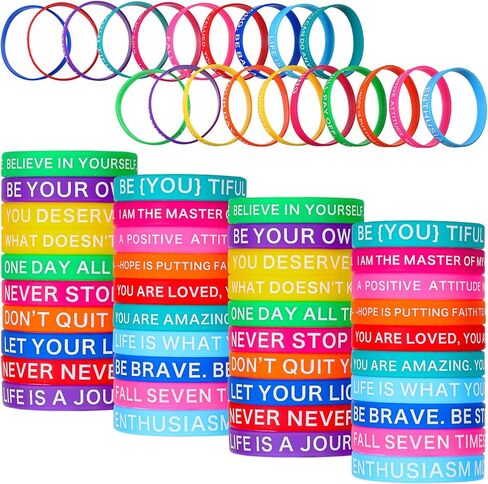 Sumind 100 Pcs Motivational Quote Silicone Wristbands Bulk Colored Inspirational Rubber Bracelets Stretch Unisex Wristbands for Women Men Graduation Gifts, 20 Styles(Bright Colors) in Kuwait