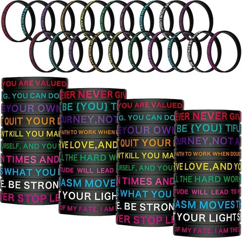 Sumind 100 Pcs Motivational Quote Silicone Wristbands Bulk Colored Inspirational Rubber Bracelets Stretch Unisex Wristbands for Women Men Graduation Gifts, 20 Styles(Bright Colors) in Kuwait