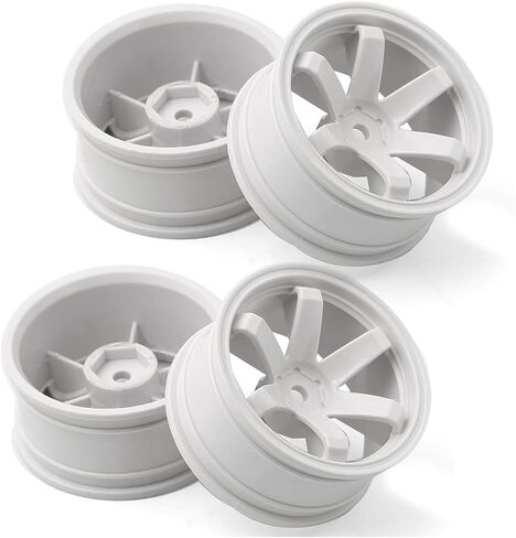 1/10 RC Rally Racing Wheels 12mm Hex Hard Plastic On Road Hubs Rims for 1:10 Scale Drift Car Tires Tamiya TT01 TT02 XV01 A959 PTG2 144001 HPI KYOSHO HSP PTG2 Touring Street Tyres 4PCS (White) in Saudi Arabia
