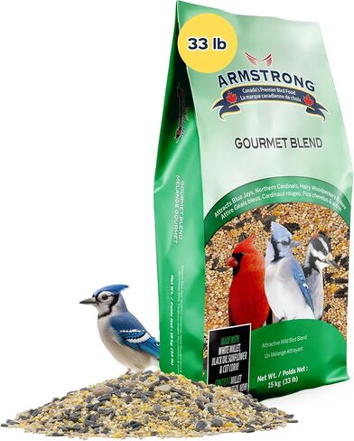 Gourmet Blend, 33 Pounds - with White & Red Millet, Cut Corn, Wheat, Black Oil Sunflower, Striped Sunflower, Peanuts & Safflower for Blue Jays and Northern Cardinals in Saudi Arabia