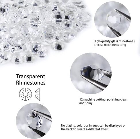 ss10 Transparent Glass Rhinestones Flatback, 50 Gross 2.8 mm Unfoiled Clear Flat Back Crystals Stones for DIY Crafts, Tumblers, Shoes in Saudi Arabia