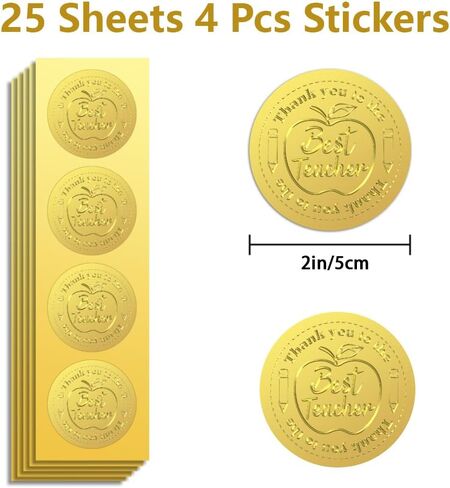Gold Foil Sticker Seal Embossed Success and Crown 2 Inch 100Pcs, Self Adhesive Gold Around Embossing Medal Sticker for Certificate Paper, Student Reward, Award, Envelope Seal in Kuwait