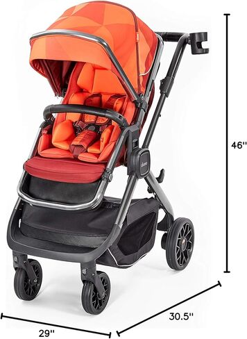 Diono Quantum2 3-in-1 Multi-Mode Stroller for Baby, Infant, Toddler Stroller, Car Seat Compatible, Adaptors Included, Compact Fold, XL Storage Basket, Black Cube in Kuwait