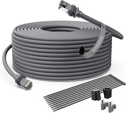 STARWARE Starlink Gen 3 Cable, 75FT/23M Starlink Replacement Cable for Standard V3 Kit, Generation 3 Cable Fits Starlink Accessories, Waterproof Outdoor Starlink Ethernet Cable with Retainer, Gray in Saudi Arabia