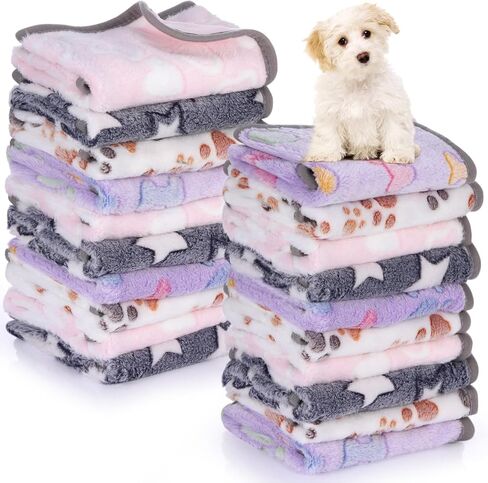 Chumia 40 Pcs Blankets Soft Fluffy Fleece Washable Pet Dog Sleep mat Paw Print Pattern Fleece Blankets for Pets Throw Warm Bed Mat for Dog Puppy Cat(24 x 16 Inch,Brown) in Saudi Arabia