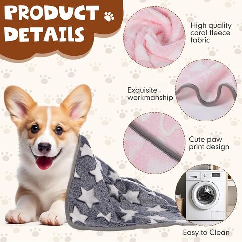 Chumia 40 Pcs Blankets Soft Fluffy Fleece Washable Pet Dog Sleep mat Paw Print Pattern Fleece Blankets for Pets Throw Warm Bed Mat for Dog Puppy Cat(24 x 16 Inch,Brown) in Saudi Arabia