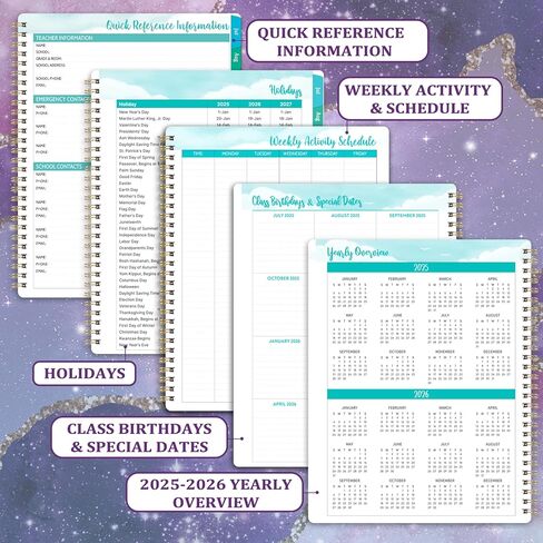 Teacher Planner 2026-2027, Lesson Plan Book 2026-2027, JUL 2026 - JUN 2027, Teacher Lesson Plan Book, School Schedules Academic Planner, 8.5" x 11", Colorful Monthly Tabs, Back Pocket in Kuwait