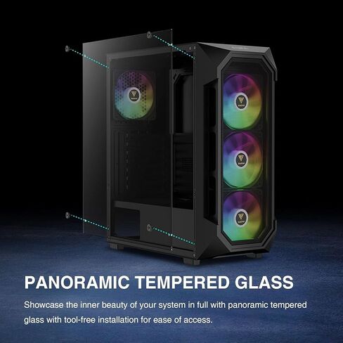 GAMDIAS ATX Mid Tower Gaming Computer PC Case Tempered Glass, Built-in 4X 120mm ARGB Case Fans, Front Airflow Mesh, Up to 6x120mm Fans, 340mm GPU/VGA, 360mm AIO/Radiator, 160mm CPU Cooler in Kuwait