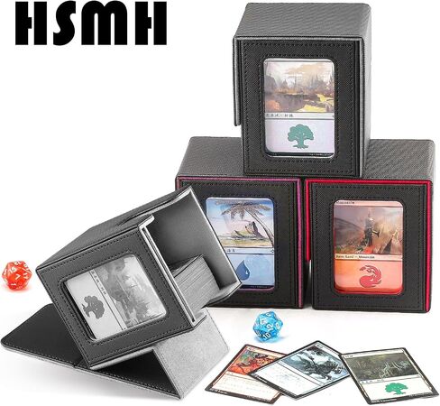 مربع سطح السفينة MTG لنافذة عرض Commander ، مربع سطح البطاقة يناسب 100 بطاقات مزدوجة الأكمام تنطبق على جميع معاملات البطاقات مثل TCC/CCG/EDH (رمادي أسود) in Kuwait