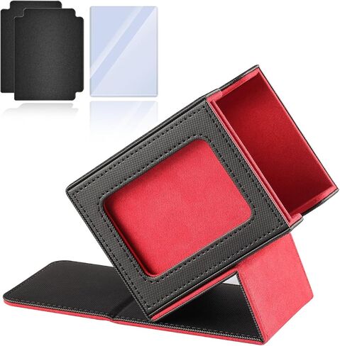 MTG Deck Box for Commander Display Window,Card Deck Box Fits 100 Double Sleeved Cards Applicable to all card transactions such as TCC/CCG/EDH (Black Gray) in Saudi Arabia