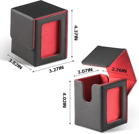 MTG Deck Box for Commander Display Window,Card Deck Box Fits 100 Double Sleeved Cards Applicable to all card transactions such as TCC/CCG/EDH (Black Gray) in Saudi Arabia