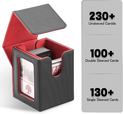 MTG Deck Box for Commander Display Window,Card Deck Box Fits 100 Double Sleeved Cards Applicable to all card transactions such as TCC/CCG/EDH (Black Gray) in Saudi Arabia