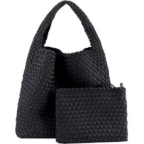 Fashion Woven Purse for Women Top-handle Shoulder Bag Neoprene Hobo Tote Retro Wrist Bag Travel Handbag Work Shopping Daily