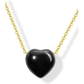 CrystalTears Crystal Heart Necklace for Women Girls Healing Crystal Gemstone Heart Pendant With Gold Chain Reiki Quartz Crystal Stone Necklace Jewellry Gifts for Mom Christmas
