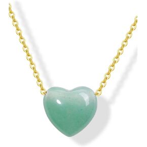 CrystalTears Crystal Heart Necklace for Women Girls Healing Crystal Gemstone Heart Pendant With Gold Chain Reiki Quartz Crystal Stone Necklace Jewellry Gifts for Mom Christmas