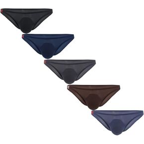 Golirsteca Men's Ice Silk Briefs Pouch Sexy Bikini Low Rise G-String Soft Thong Men's Pouch Underwear
