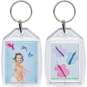 1 3/8" x 1 3/4" Acrylic Photo Snap-in Keychain - 25 Pack Clear