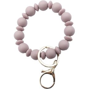 Wristlet Bracelet Keychain Silicone Bead Elastic Bangle Key Chain Holder Clip for Women Girls