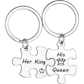 YEEQIN Couples Gifts for 2 Valentines Day Jewelry for Husband Wife Her King & His Queen Keychains Valentine Gifts