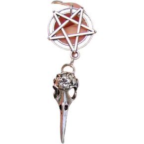 Raven Skull Key Chain/Bag Charm,Floral Antique Silver Bird Skull,Pentagram Star Key Chain,Gothic Unisex,Men's Punk Bag Tag