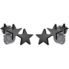 555Jewelry Cute Small Tiny Triple Stars Stud Earrings for Girls & Women