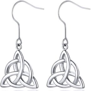 Stainless Steel Classic Plain Celtic Knot Tirangle Shape Wedding Party Cocktail Dangle Drop Earrings