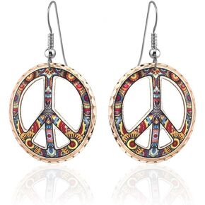 Beautifully Handcrafted Copper Peace Earrings Showcase a Bold and Unique Round Shape Peace Sign Design with Intricate Cut-Out Details. Elevate Your Style with Peace Symbol Earrings