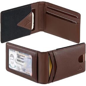 Minimalist Bifold Wallet for Men, Slim Mens Wallet with Magnetic Closure, men wallet slim,compact wallet,Genuine Leather Magnetic Wallet with RFID Blocking (Black)
