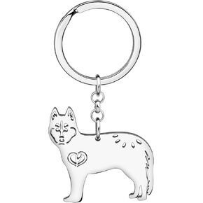 Enamel Alloy Siberian Husky Dog Keychain Key Ring Pet Jewelry For Women Girls Bag Car Wallet