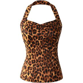 50s Pinup Rockabilly Polka Dots Halter Top Sweetheart Neckline Vintage Retro Style