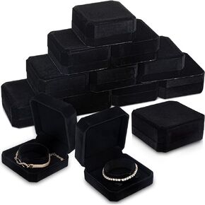 12 Pcs Velvet Bracelet Box Classic Black Bracelet Gift Box Bracelet Case for Jewelry Gift Storage Bangle Organizer Holder for Wedding Engagement Proposal Birthday Anniversary Jewelry Display