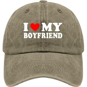 I Love My Boyfriend Caps Baseball Hats Pigment Black Trucker Hats Gifts for Girlfriends Baseball Hat