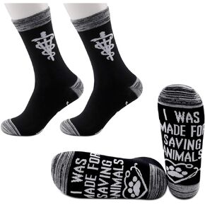 JXGZSO 2 Pairs Veterinarian Gift Vet Gift Animal Rescuer Gift I Was Made For Saving Animals Socks