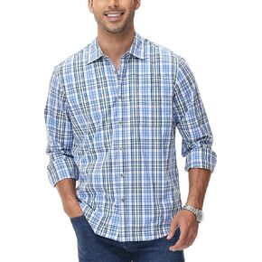 MCEDAR Regular Fit Casual Plaid Shirt for Men Cotton Long Sleeve Button Down Checked Shirts with Pocket