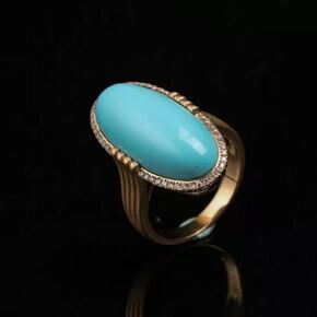 KOICCVQQ Retro Blue Turquoise Ring Native Natural Turquoise Ring Originality Jewlery Charming Temperament Personality Unique Ring Faux Grinding Bohemia Exotic Formal Aera Gem Ring Gift Size 9