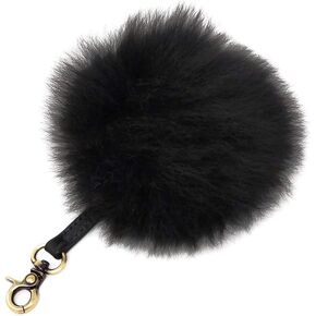 Real 100% Alpaca Wool Fur Pom-Pom Keychain - Women's Bag Or Purse Charms / Luxury Key Fob