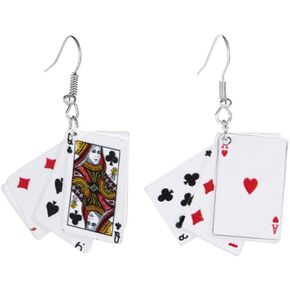 Dangle Poker Party Unique Players Big Card Earrings in Kuwait