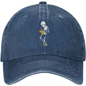 Skeleton Vintage Distressed Adjustable Washed Mens Dad Trucker Hat Skull Saxophone Baseball Ball Cap for Men