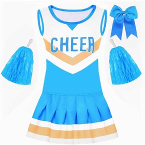 Ice Blue Cheerleader Costume for Girls Cheerleading Outfit for kids Cheer Up Halloween Cosplay Birthday Gifts