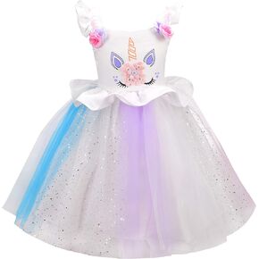 Dressy Daisy Toddler Little Girls Unicorn Dress Princess Costume Birthday Party Outfit Rainbow Tulle Skirt