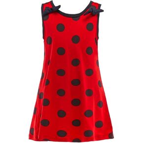 Dressy Daisy Ladybug Dress Up Outfit for Toddler and Little Girls, Summer Casual Costume Wear, Polka Dots Red & Black