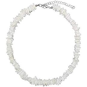 COLORFUL BLING Puka Shell Beach Necklace White Natural Shell Choker Adjustable Necklace Summer Accessories