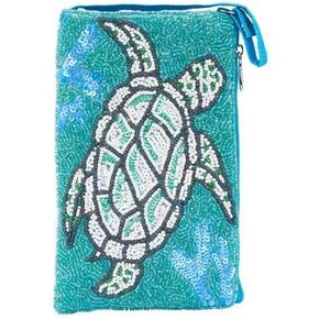 Company Turtle Cell Phone or Club Bag with a separate, secure side zip pocket for cash and credit cards, 7-inch Height, Blue and Turquoise
